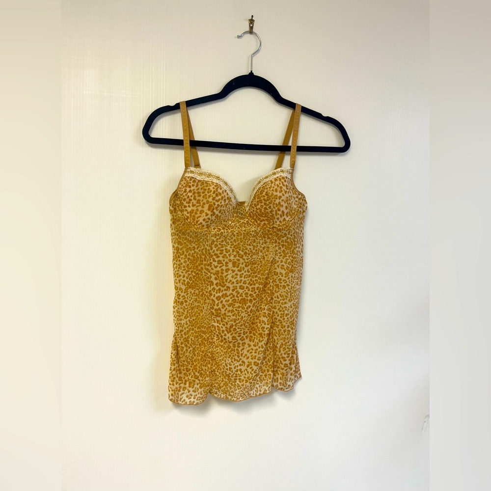 Rampage Vintage Cheetah Animal Leopard Pattern bra top Y2K‎ Sheer Bra lined